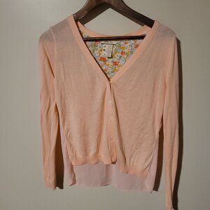 Matilda Jane Made Me Blush Light Pink/Peach Sheer Back Cardigan SZ S